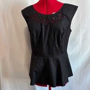 Warehouse Black Cutout Blouse